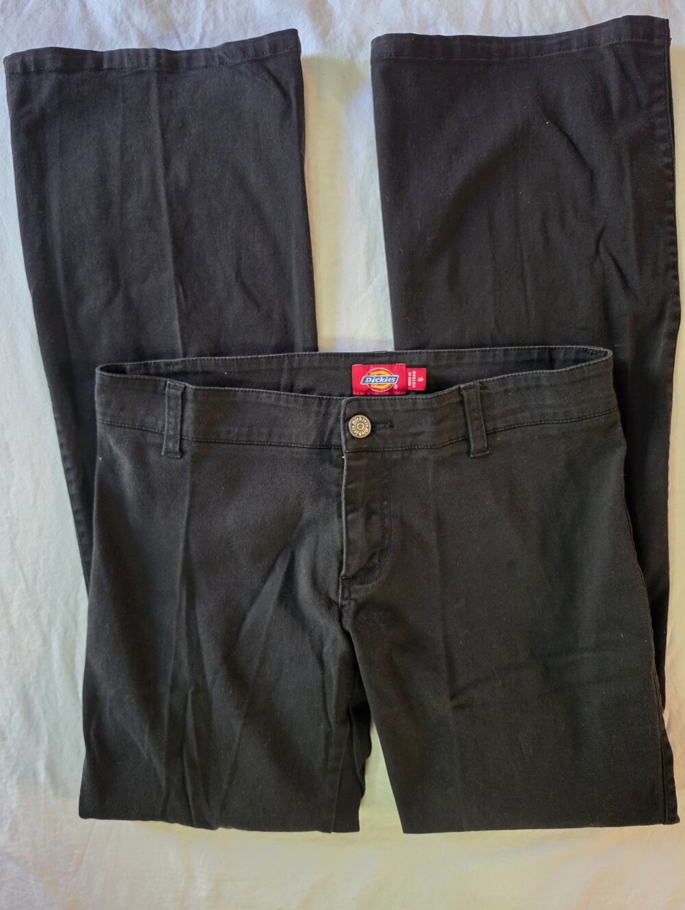 Dickies Girl Black Low Rise Flare Leg Work Pants 5 Y2K